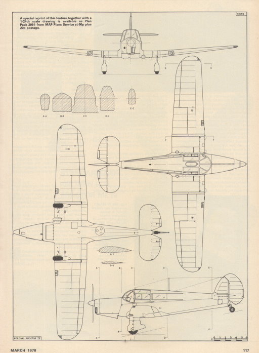 Percival Proctor Mk.IV, рисунок G.C.Thomas, 1/72, MAP Plans pack 2991